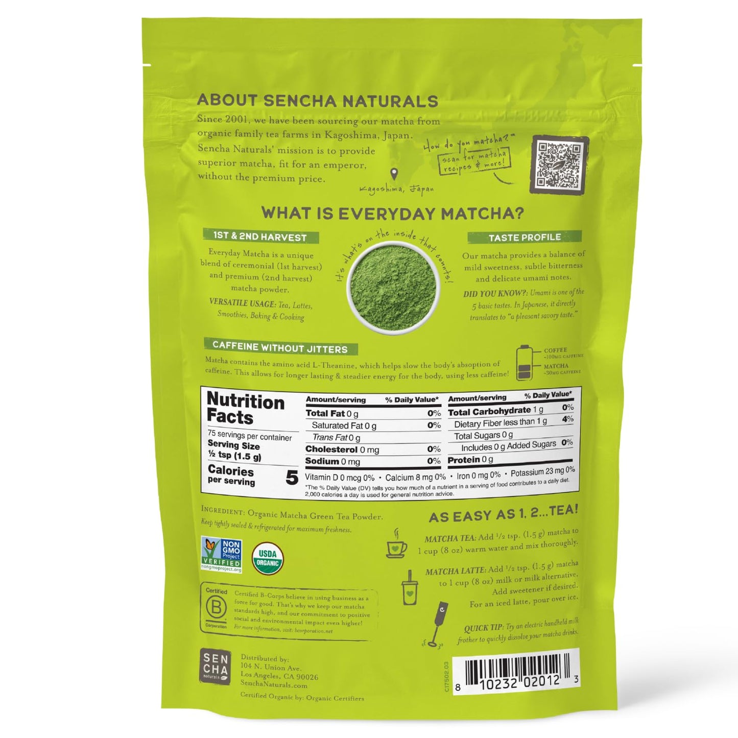 Sencha Naturals Organic Matcha Powder Authentic Japanese Origin - First Harvest, 1 oz Tin