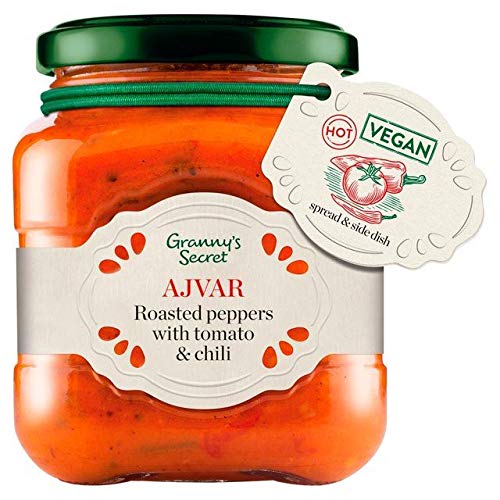 Granny's Secret Ajvar Hot Roasted Red Pepper with Tomato and Spices - 200g (0.44 lbs)