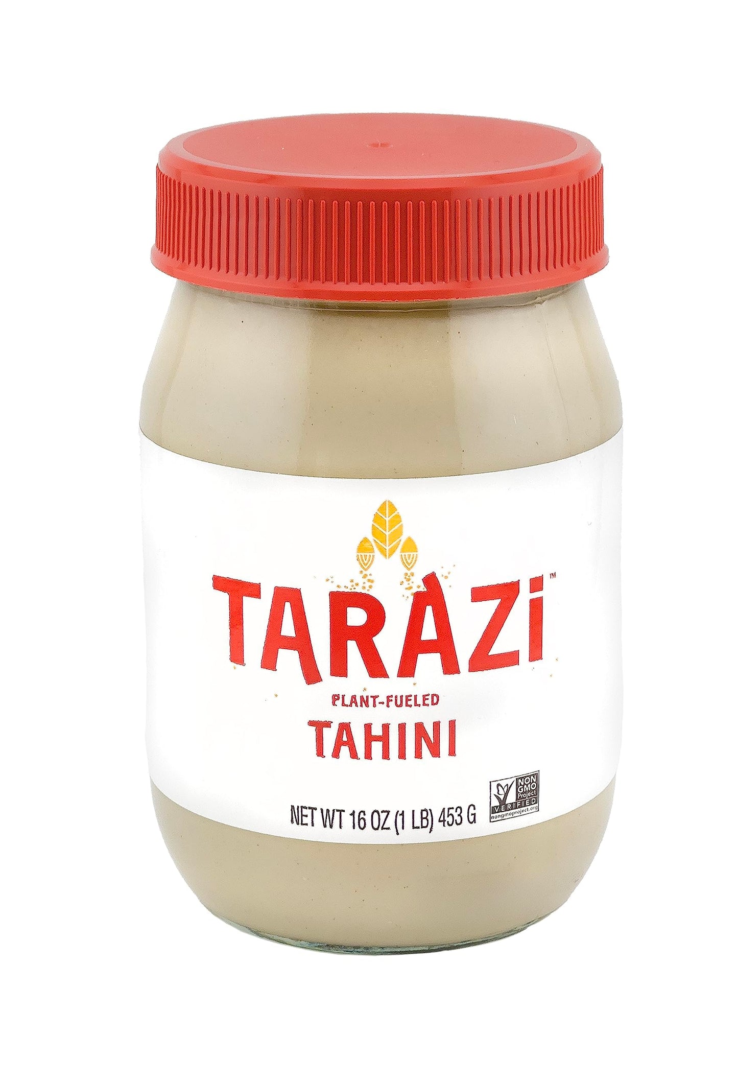 Tarazi Natural Tahini 1 Pound Glass Jar Non-Gmo Gluten-Free No-Preservatives Vegan Kosher Porduct of California