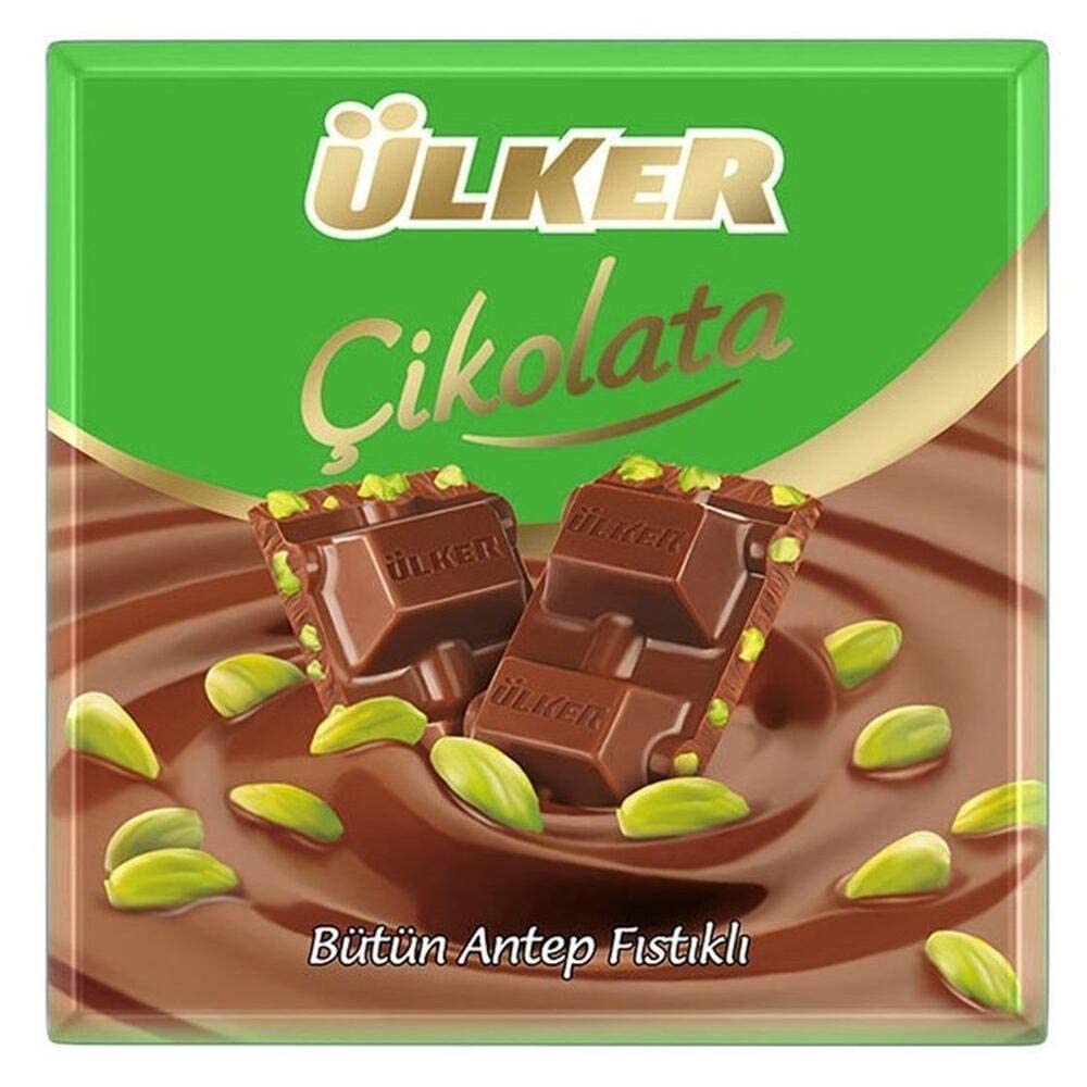 Ulker Turkish Milk Chocolate with Pistachio (Sutlu Fistikli Cikolata) 6 x 70 Gr - SET OF 2