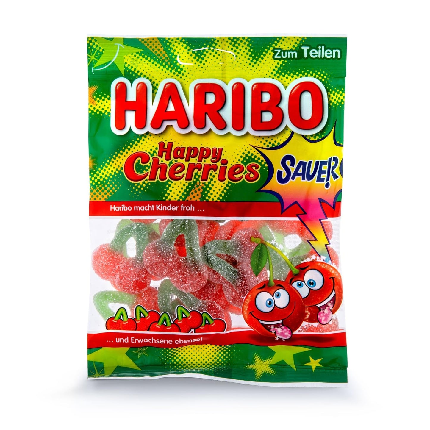 Haribo Happy Cherries Sauer Sour Gummy Candy, German Import, 175g