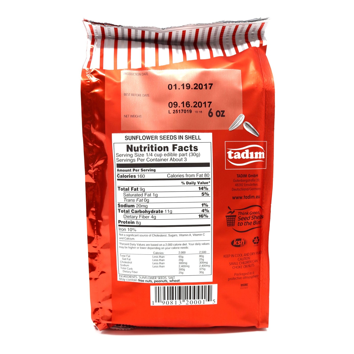 Tadim Sunflower Seeds 170 Gr / 6 Oz (Salted, Pack of 3)
