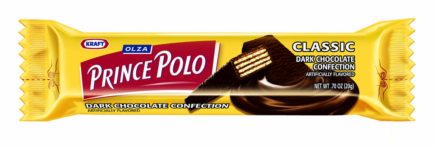 OLZA Prince Polo Classic Dark Chocolate Confection (0.63-Ounce), 56-Count Bar