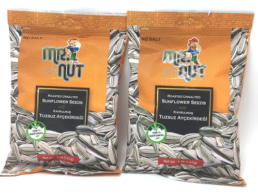 Mr. Nut Mr Nut Roasted UNSALTED SunFlower Seeds 5 oz,PACK of 2 (Aycicek cekirdegi)