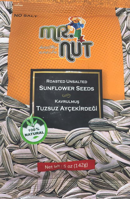 Mr. Nut Mr Nut Roasted UNSALTED SunFlower Seeds 5 oz,PACK of 2 (Aycicek cekirdegi)