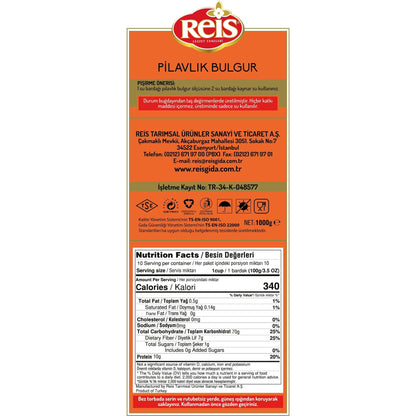 Reis Coarse Bulgur, Wheat Berries, Bulgur Wheat for Pilafs, Meals & Soups, Healthy Pantry Staples, Turkish Grocery Foods, High Fiber & Protein Cereal, Whole Grain Bag, Vegan, Halal