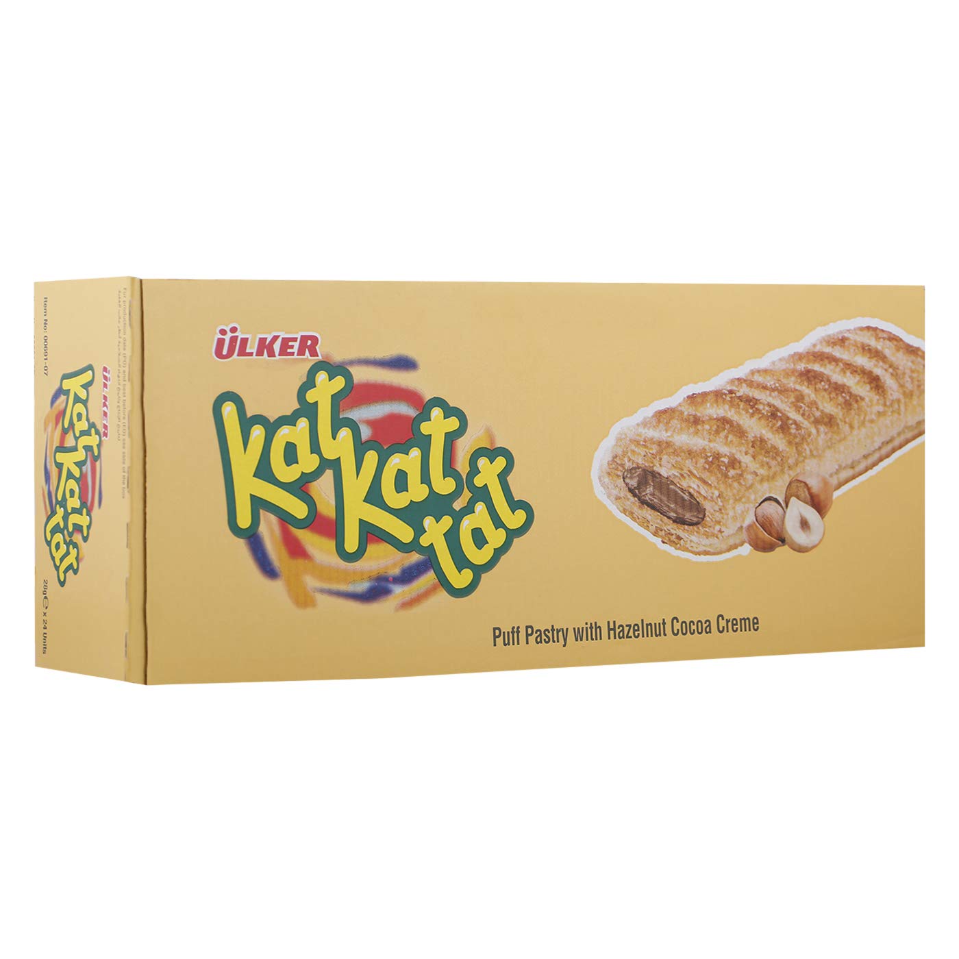 Ulker Kat Kat Tat Puff Pastry With Hazelnut Flavoured Cocoa Cream Filling 28 Gr (48 Pack)