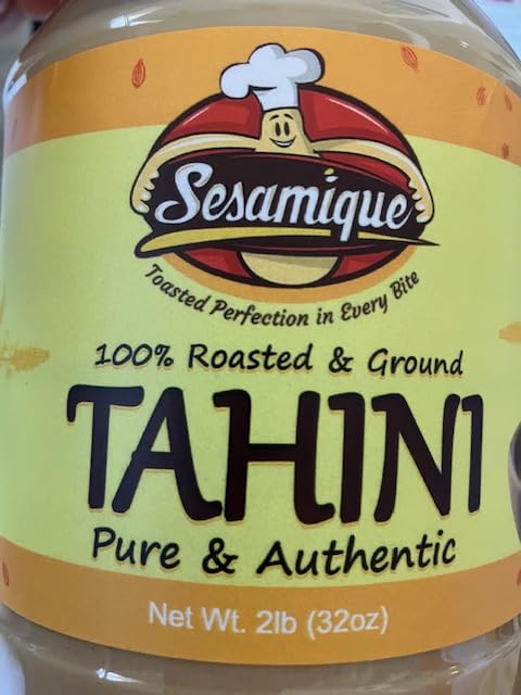 Sesamique Kosher Tahini,16 oz Pure Ground & Roasted Sesame, Vegan, Non-GMO, No Additives, No Preservatives, No Added Sugar, BPA-Free Jar, Made in USA