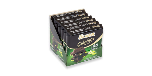Ulker Butun Antep Fistikli Bitter Cikolata Dark Chocolate with Whole Pistachios Turkish Chocolate Pack of 6