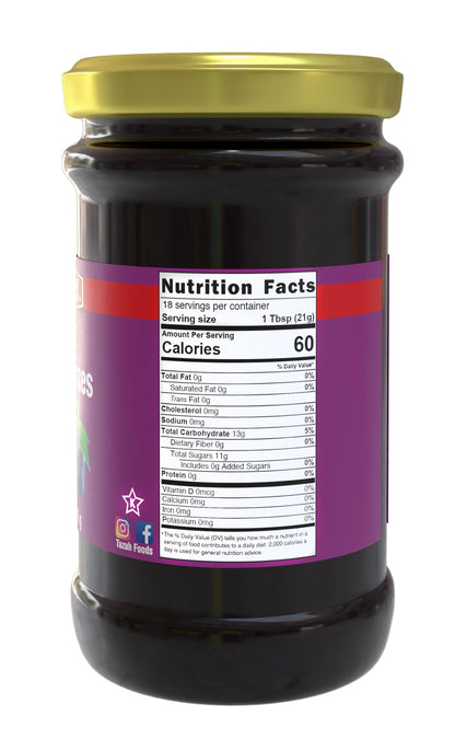 Tazah Grape Molasses 13.4 Oz (380g) Turkish Grape Molasses in Glass Jar - Kosher