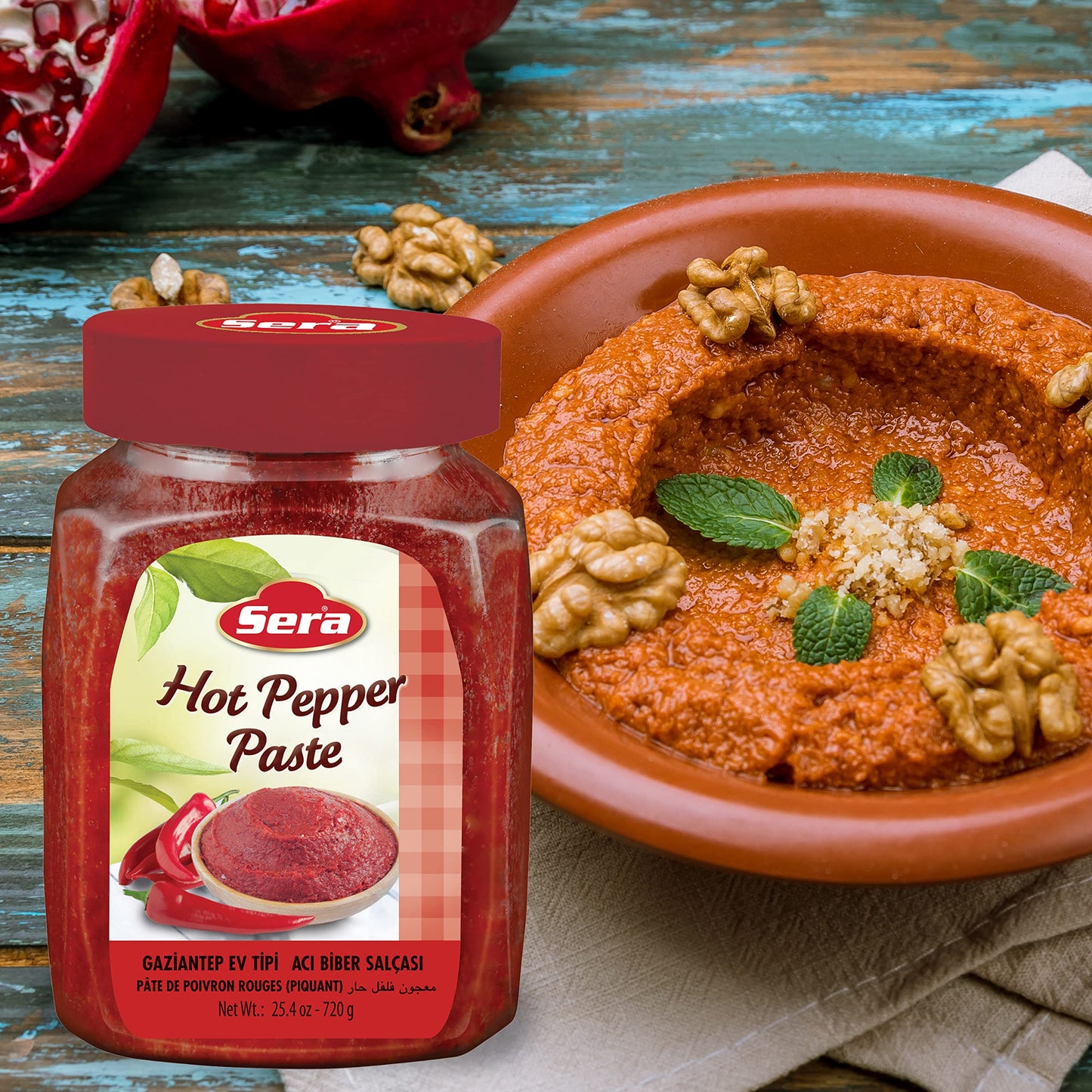 Sera Hot Pepper Paste 25.4 Oz Jar (2 PACK) | No Sugar | No Artificial Preservatives | Add a Unique, Peppery and Spicy Flavor to Your Dishes | Great as a Spread or In Sandwiches!
