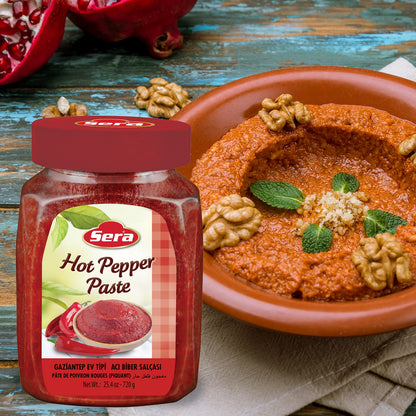 Sera Hot Pepper Paste 25.4 Oz Jar (2 PACK) | No Sugar | No Artificial Preservatives | Add a Unique, Peppery and Spicy Flavor to Your Dishes | Great as a Spread or In Sandwiches!