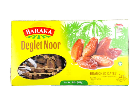 Baraka Branched Deglet Noor Dates | Tunisian Royal Date, Mother of all Dates, Queen Date Variety for Healthy Snacking, Mediterranean Cooking, Baking | 35.27oz Box of Dried Dates, Import of Tunisia