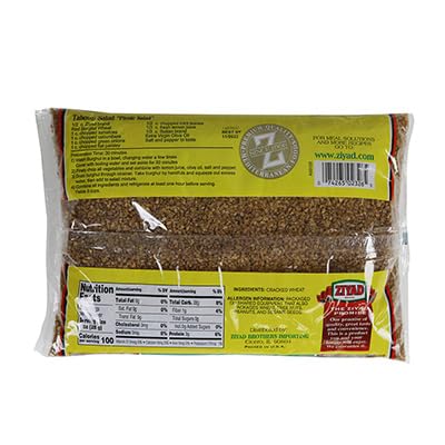 Ziyad Cracked Wheat Bulgur – Fiber-Rich Whole Grain, Nutty Flavor & Chewy Texture – Ideal for Tabbouleh, Kibbeh, Curries, Soups & Salads – Easy 30-Minute Prep, Vegan