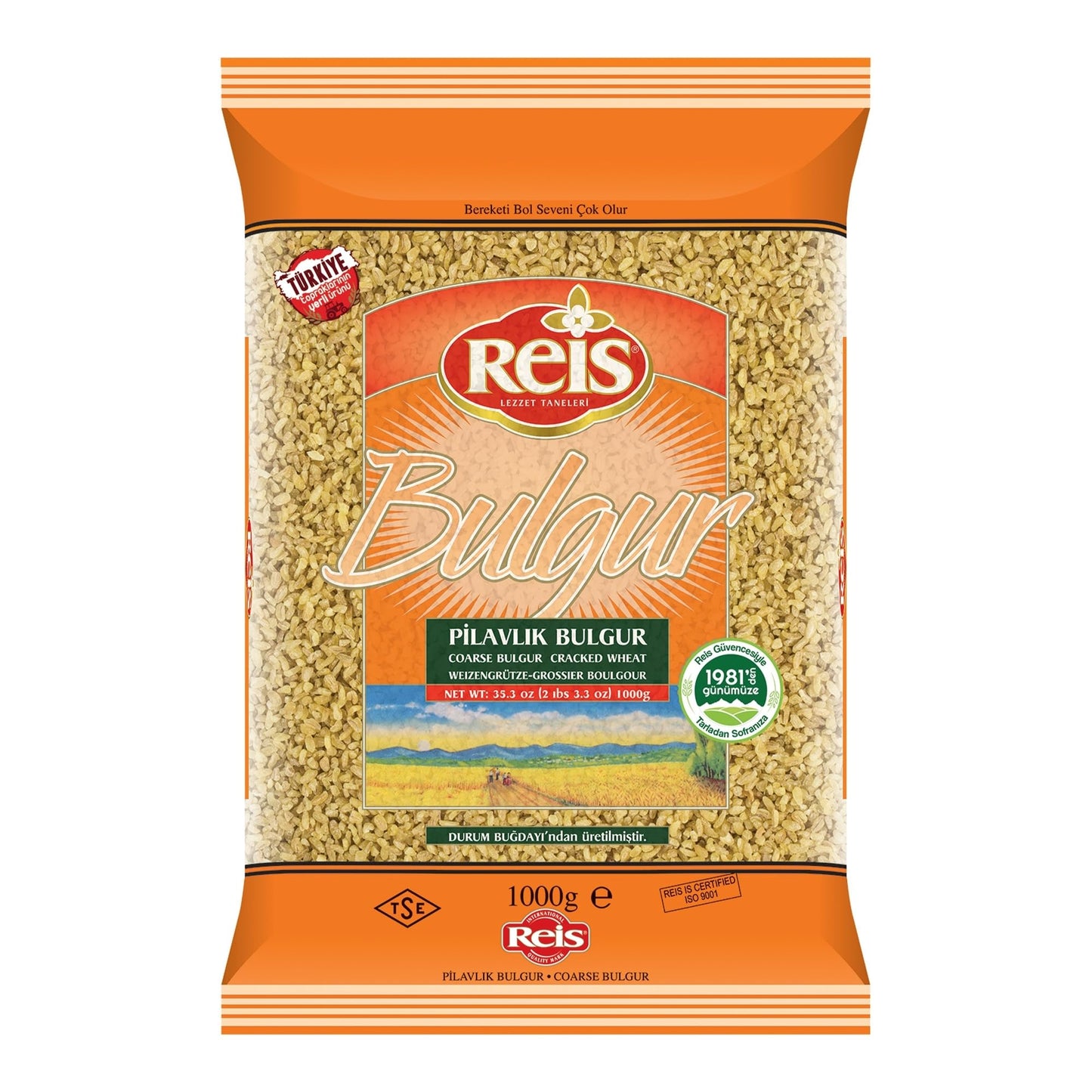 Reis Coarse Bulgur, Wheat Berries, Bulgur Wheat for Pilafs, Meals & Soups, Healthy Pantry Staples, Turkish Grocery Foods, High Fiber & Protein Cereal, Whole Grain Bag, Vegan, Halal
