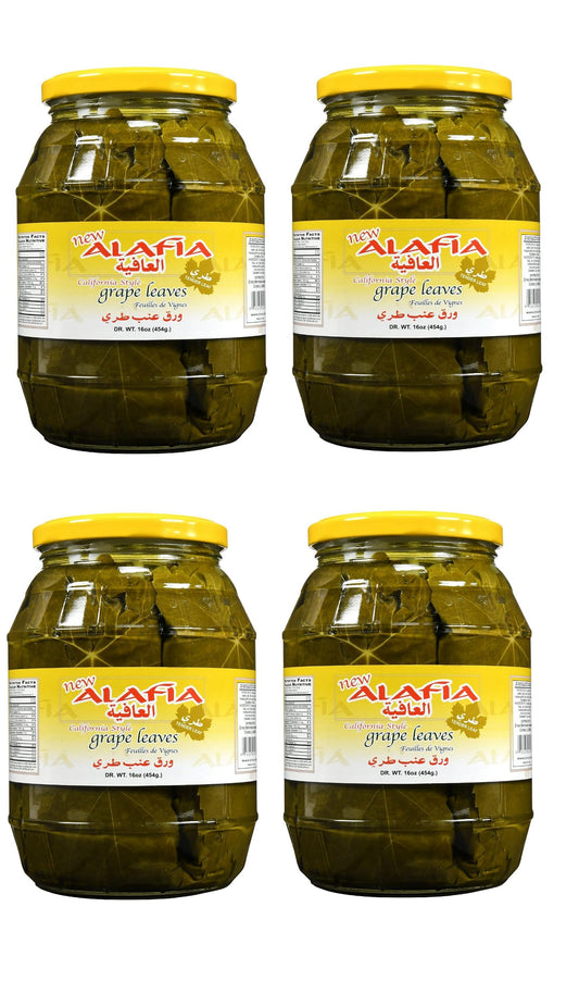 Al Afia California Style Grape Leaves California Style - Tender Leaves Premium Quality- 16 Oz-475 Gm. Pack of 4 Jars -