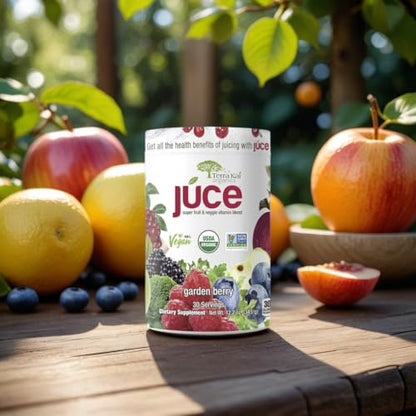 Terra-Kai Organics Juce Super Fruit and Veggie Blend Drink, 12.2-Ounce Garden Berry, 30 Servings, Greens Powder, Green Juice Powder, Super Food, Greens Drink (Pack 2)