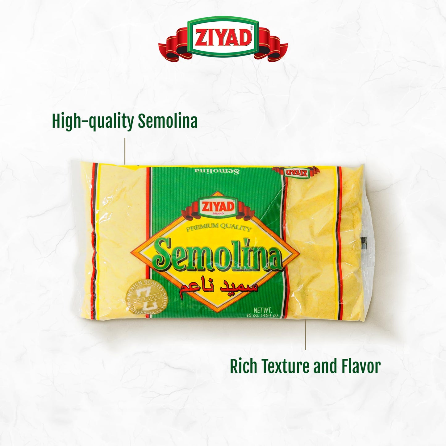 Ziyad Semolina Wheat, Smeed, Semolina Flour, Perfect for Stews, Soups, Gravy, Baking Breads, Biscuits, Pizza Crust with Low Fat, High Protein, High Fiber