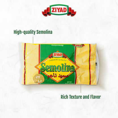 Ziyad Semolina Wheat, Smeed, Semolina Flour, Perfect for Stews, Soups, Gravy, Baking Breads, Biscuits, Pizza Crust with Low Fat, High Protein, High Fiber