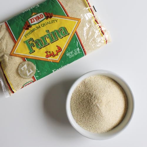 Ziyad Premium Quality Farina – Finely Ground, Smooth Wheat Cereal – High Fiber, No Cholesterol/Salt – Vitamin-Enriched, Vegan – Quick 30 Min Prep – Versatile for Sweet & Savory Dishes, 32oz