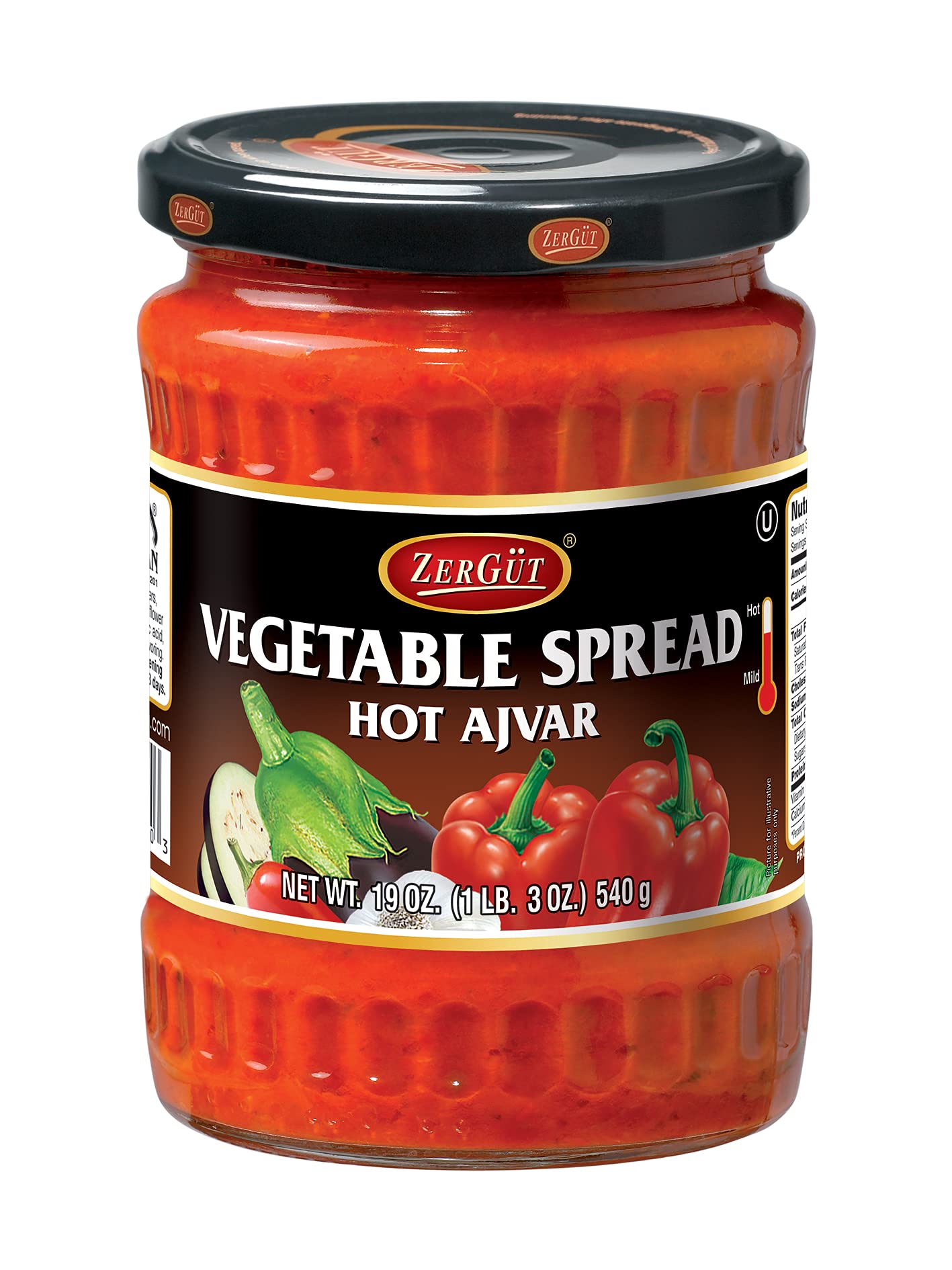Zergut Vegetable Spread Hot Ajvar 19 Ounce