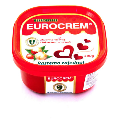 Takovo Eurocrem Milk and Hazelnut Cocoa Spread 17.63oz, 500g (Pack of 4)