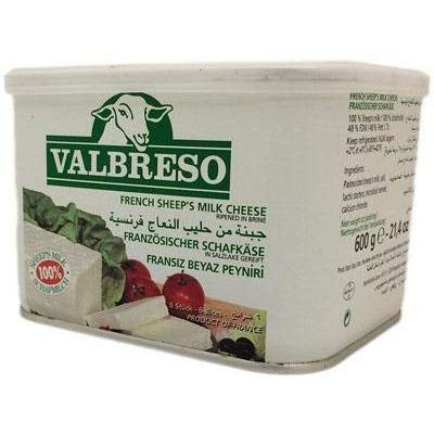 Valbreso French Sheep Feta Cheese, Easy-Open Tin, 21.4oz Halal) PACK of 2
