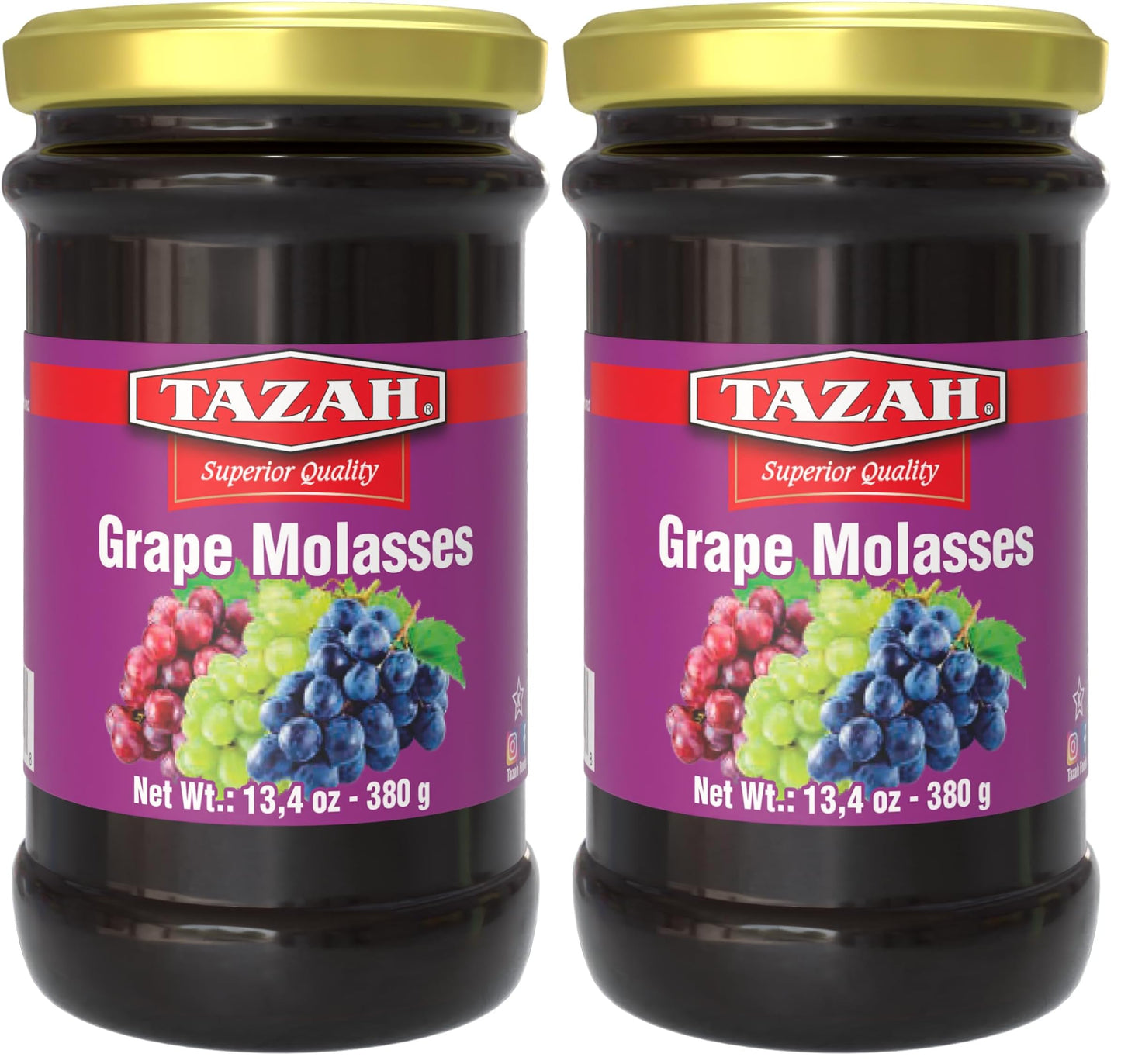 Tazah Grape Molasses 13.4 Oz (380g) Turkish Grape Molasses in Glass Jar - Kosher