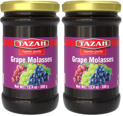 Tazah Grape Molasses 13.4 Oz (380g) Turkish Grape Molasses in Glass Jar - Kosher