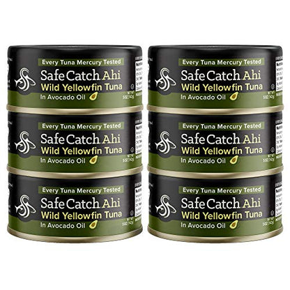 Safe Catch Wild Ahi Yellowfin Tuna Fish, Wild Caught, Lowest Mercury, Lean Protein, Omega 3, Gluten-Free, Kosher