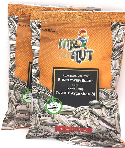 Mr. Nut Mr Nut Roasted UNSALTED SunFlower Seeds 5 oz,PACK of 2 (Aycicek cekirdegi)