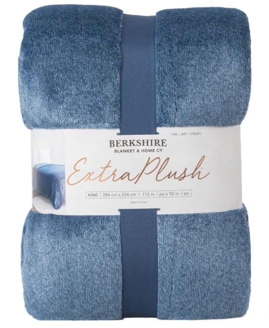 Berkshire Blanket & Home Co. Extra Plush |Queen | 249 cm x 234 cm |98 in. x 92 in. | Blue