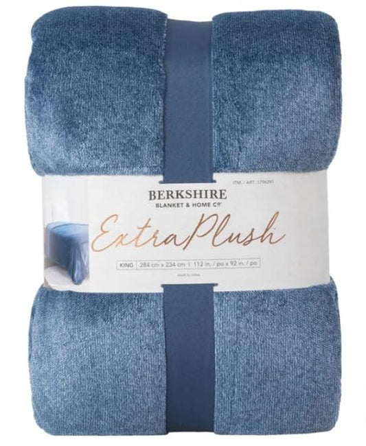 Berkshire Blanket & Home Co. Extra Plush |Queen | 249 cm x 234 cm |98 in. x 92 in. | Blue