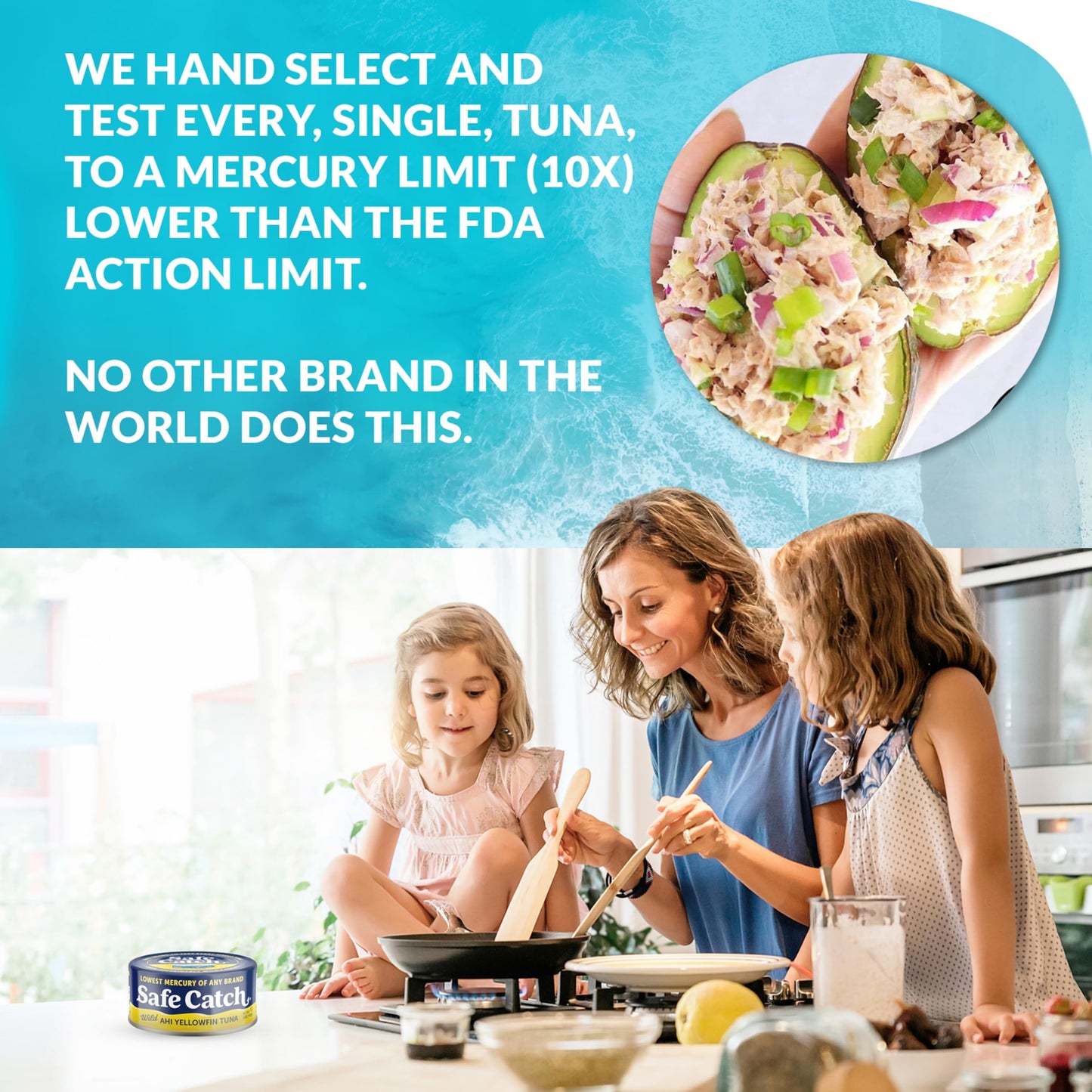 Safe Catch Wild Ahi Yellowfin Tuna Fish, Wild Caught, Lowest Mercury, Lean Protein, Omega 3, Gluten-Free, Kosher
