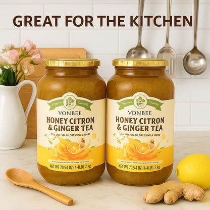VONBEE HONEY CITRON & GINGER TEA 4.4 Lb Two Pack