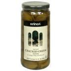 Krinos Cracked Green Olives 16 Oz