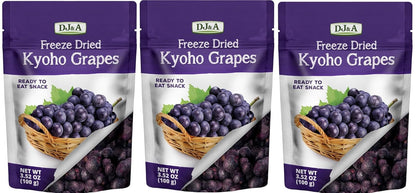 Kyoho Grapes,(Pack of 3) Freeze Dried  Ready to Eat Snack, NON-GMO 3.52 Oz(100g)