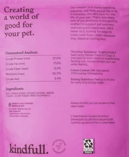 Kindfull Beef Jerky Dog Treats, 16oz Resealable Bags
