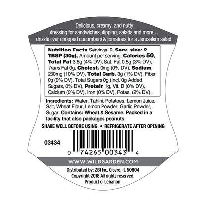 Wild Garden Tahini Sauce & Dressing, Traditional, 9.9 Ounce Easy Squeeze Bottle (Pack of 6)