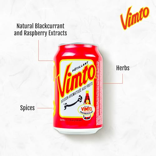 Vimto Sparkling Fruit Flavored Drink, Flavored with Natural Extracts of Blackcherry, Rasberry Juice and Herbs