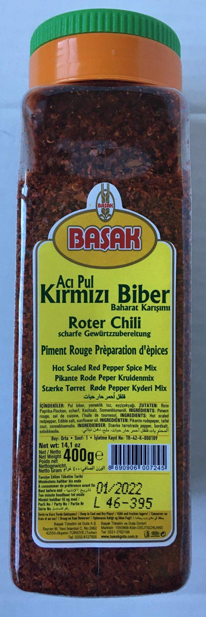 Basak Hot Scaled Red Pepper, (Aci Pul Kirmizi Pul biber) 400g