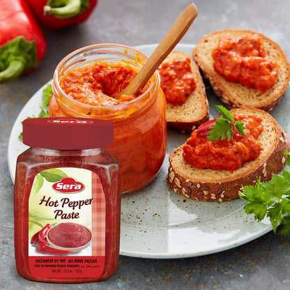 Sera Hot Pepper Paste 25.4 Oz Jar (2 PACK) | No Sugar | No Artificial Preservatives | Add a Unique, Peppery and Spicy Flavor to Your Dishes | Great as a Spread or In Sandwiches!
