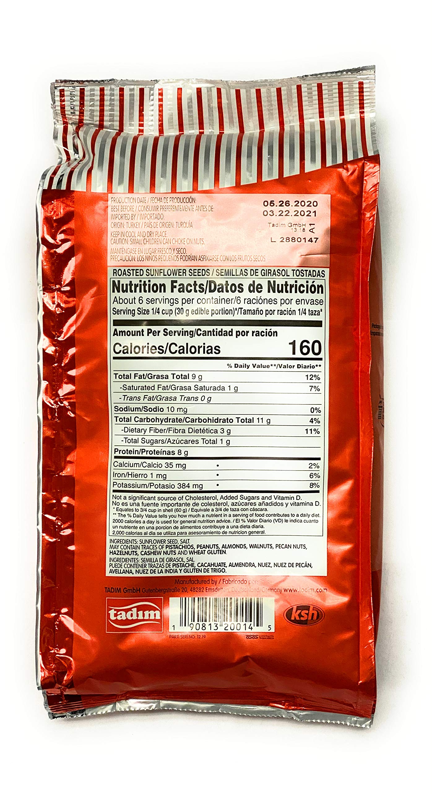Tadim Salted Sunflower Seeds 12 oz Pack of 4 From Germany