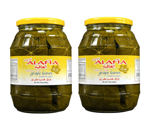 Al Afia California Style Grape Leaves California Style - Tender Leaves Premium Quality- 16 Oz-475 Gm. Pack of 2 Jars -
