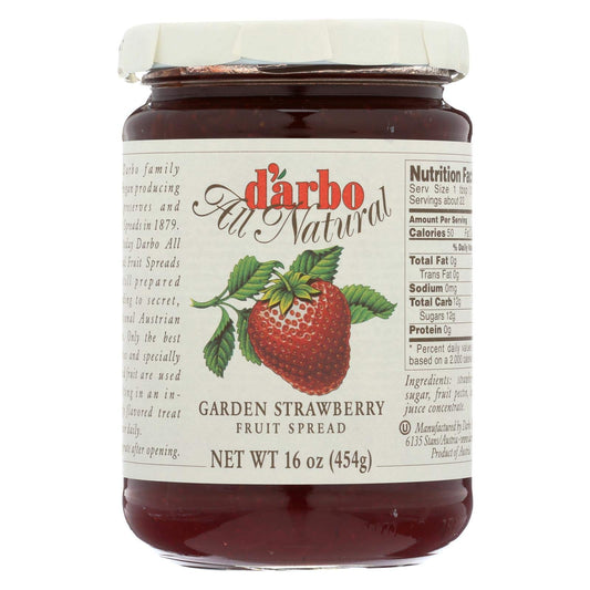 D'Arbo All Natural Fruit Spread - Garden Strawberry - Case of 6 - 16 oz.