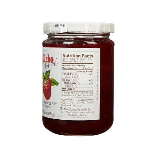 D’arbo All-Natural Strawberry Fruit Spread, 16 oz (2 Pack) | Crafted Tradition | Pure Fruit Flavor No Artificial Preservatives—Ensuring a Naturally Sweet and Flavorful Spread.
