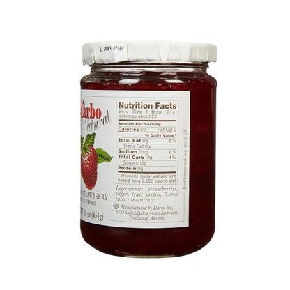 D’arbo All-Natural Strawberry Fruit Spread, 16 oz (2 Pack) | Crafted Tradition | Pure Fruit Flavor No Artificial Preservatives—Ensuring a Naturally Sweet and Flavorful Spread.