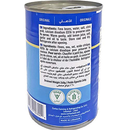 Cortas Fava Beans 14 Oz (12 PACK) - Cooked Foul Medammas | Ready to Eat