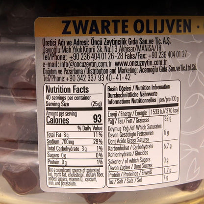Oncu Black Olives 2XL - 2.2 lb