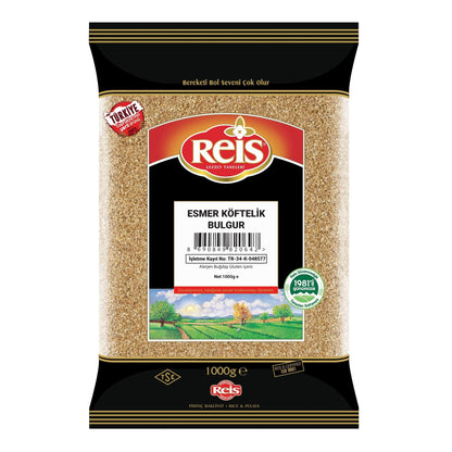 Reis Brown Fine Bulgur, Wheat Berries, Bulgur Wheat for Meatballs & Salads, Turkish Grocery Foods, High Fiber & Protein Cereal, Whole Grain Bag, Non-GMO, Bulk, Vegan, Halal, 2.2 Lb (1000g)